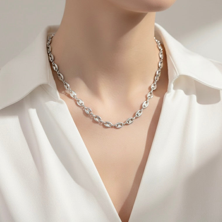 CADENA GRANO DE CAFE MINI PLATEADO