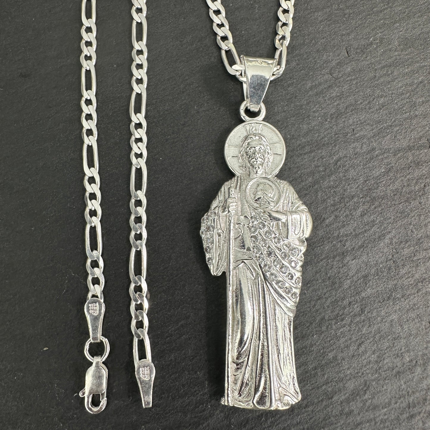 COLLAR CON DIJE DE SAN JUDAS TADEO PLATA.925
