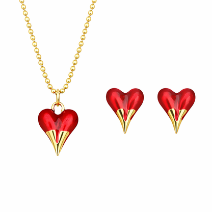 COLLAR SET CORAZÓN FUEGO