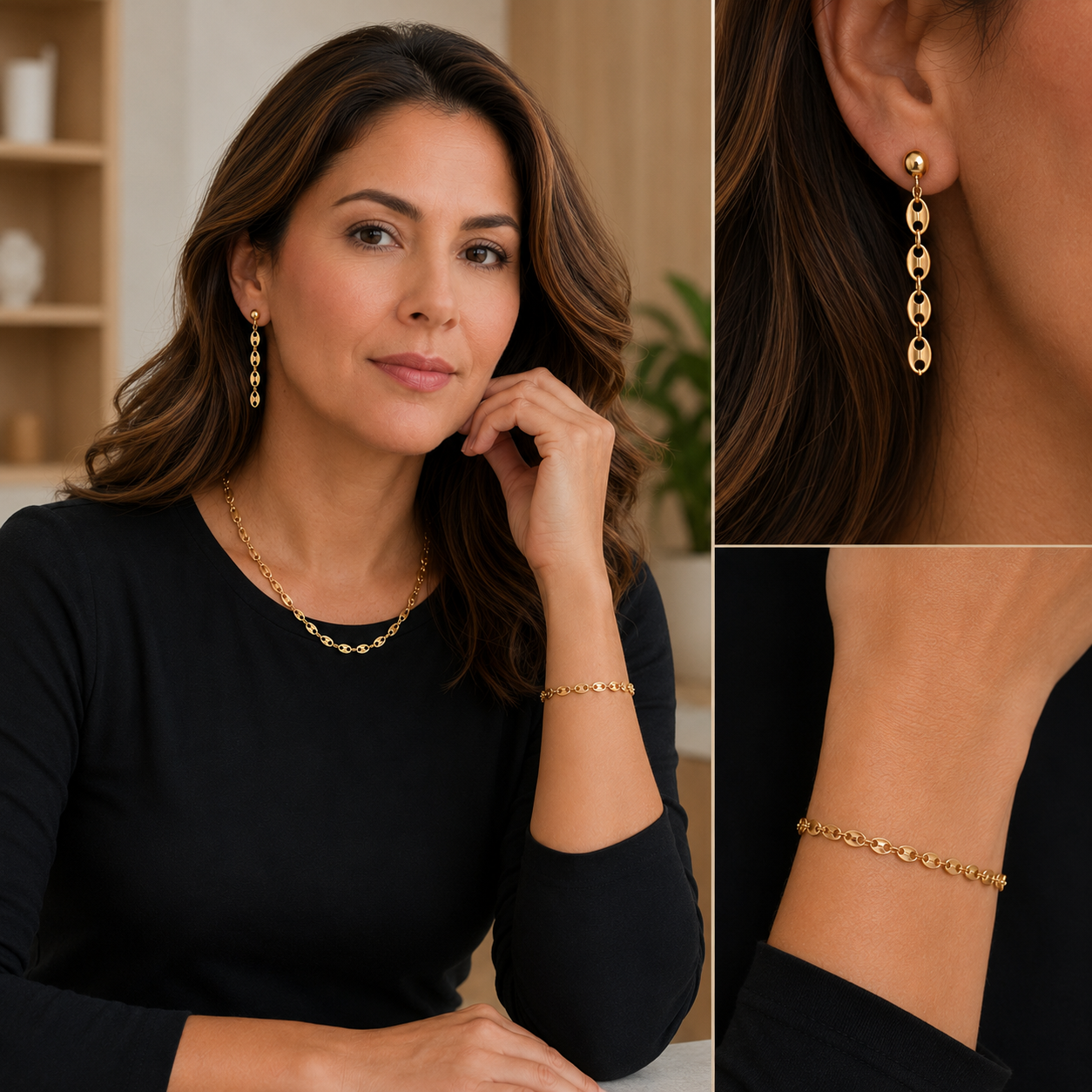 SET COLLAR GRANO DE CAFÉ MINI