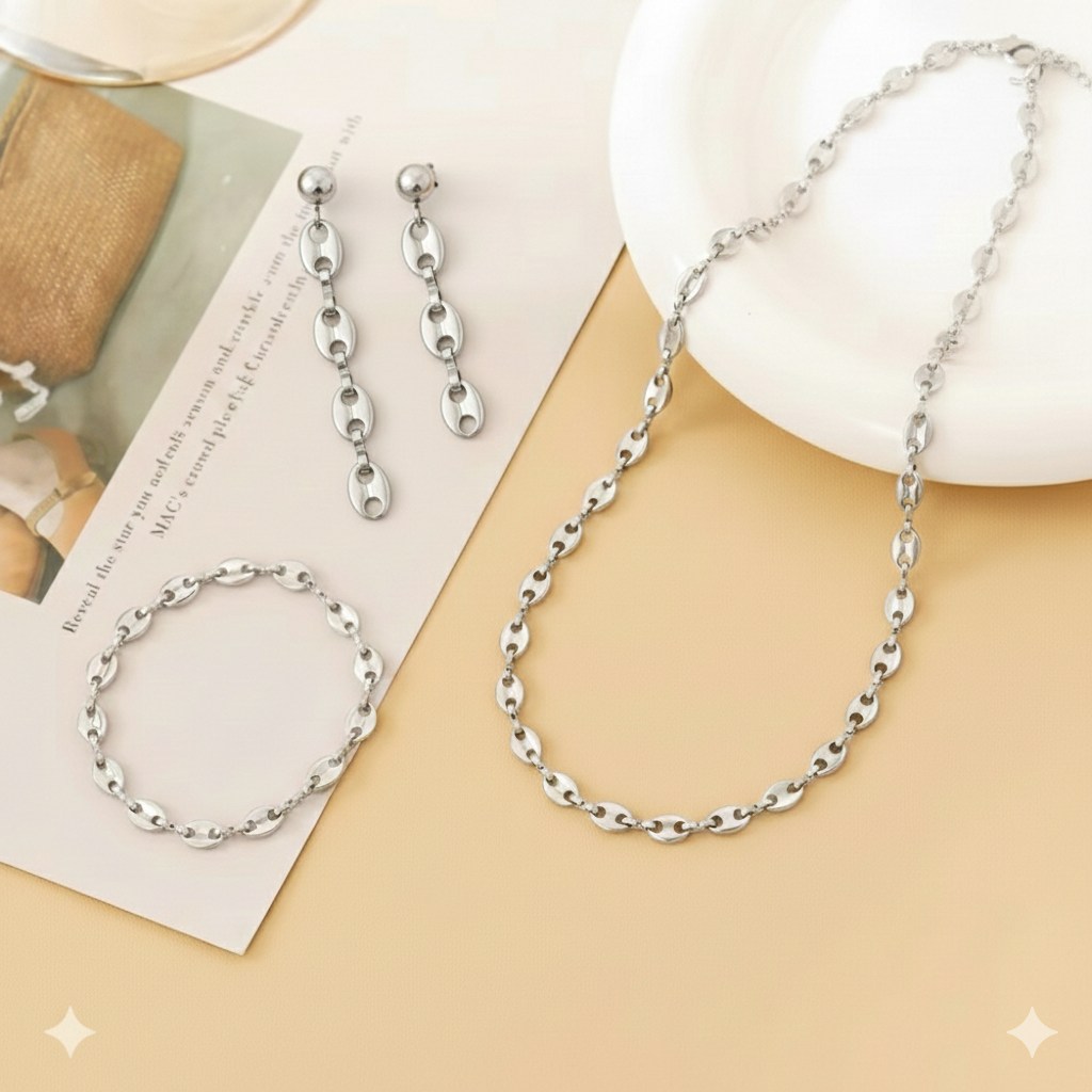 COLLAR SET GRANO DE CAFÉ MINI