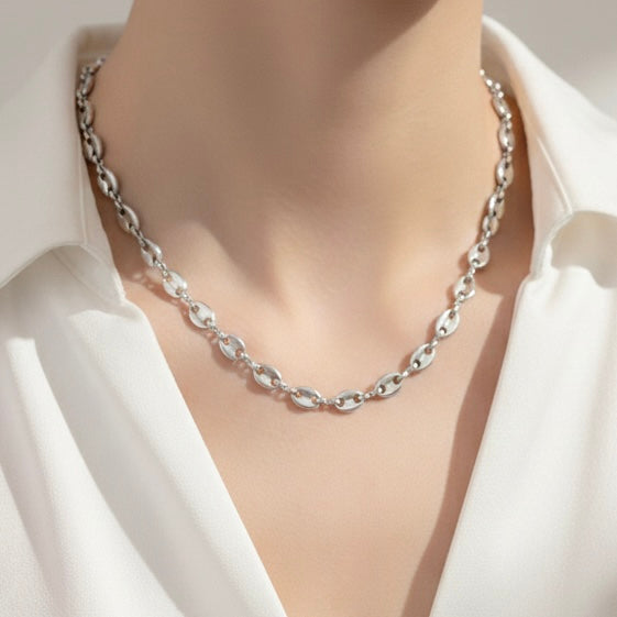 CADENA GRANO DE CAFE MINI PLATEADO