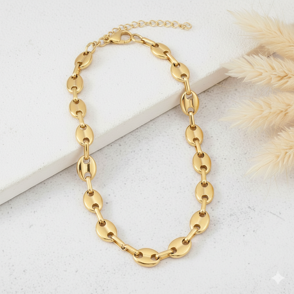 CADENA GRANO DE CAFÉ DORADO