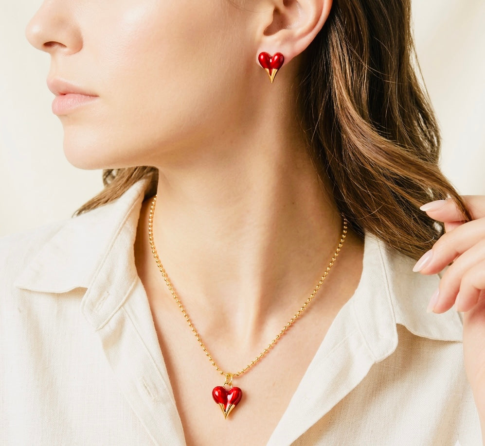 COLLAR SET CORAZÓN FUEGO