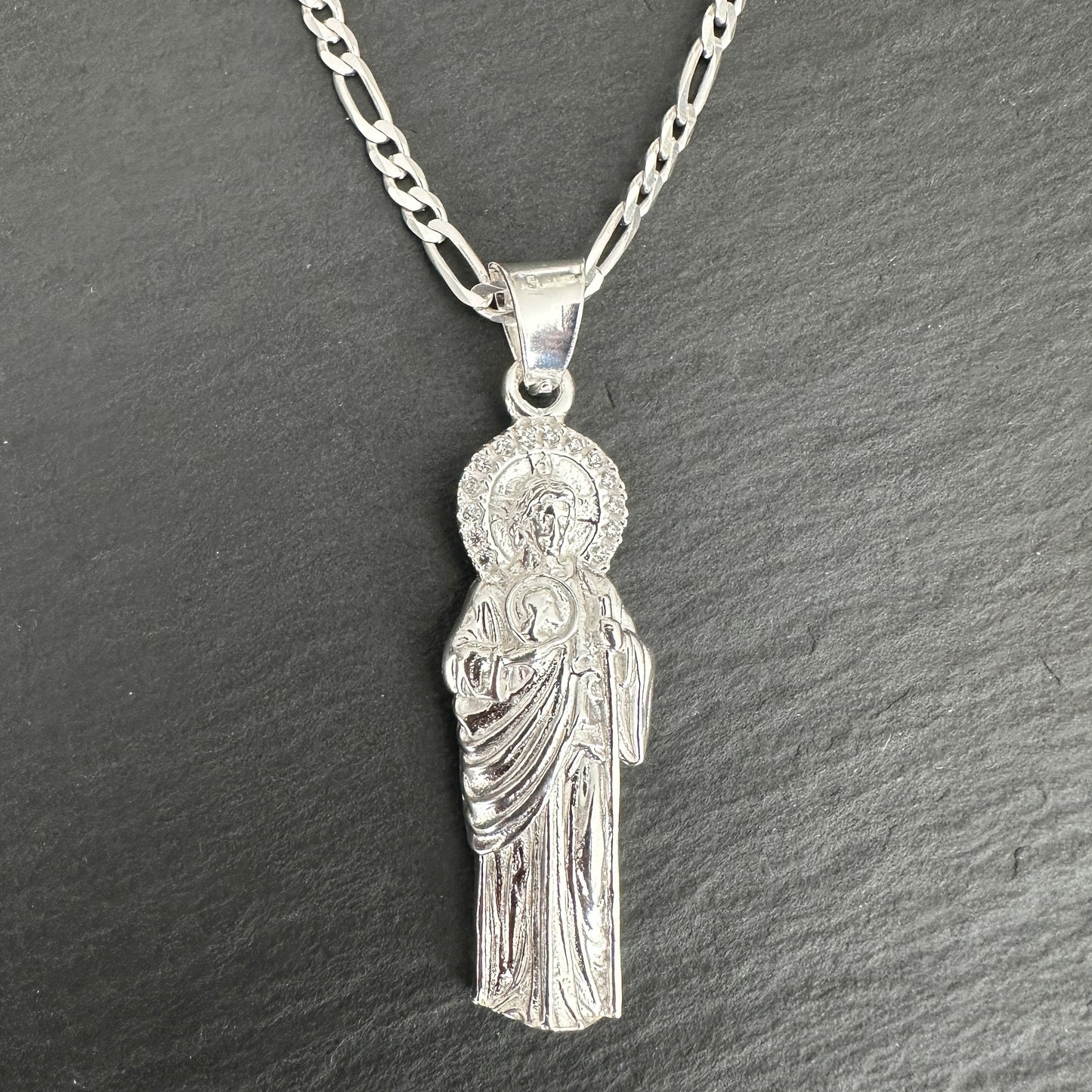 COLLAR CON DIJE DE SAN JUDAS TADEO PLATA .925