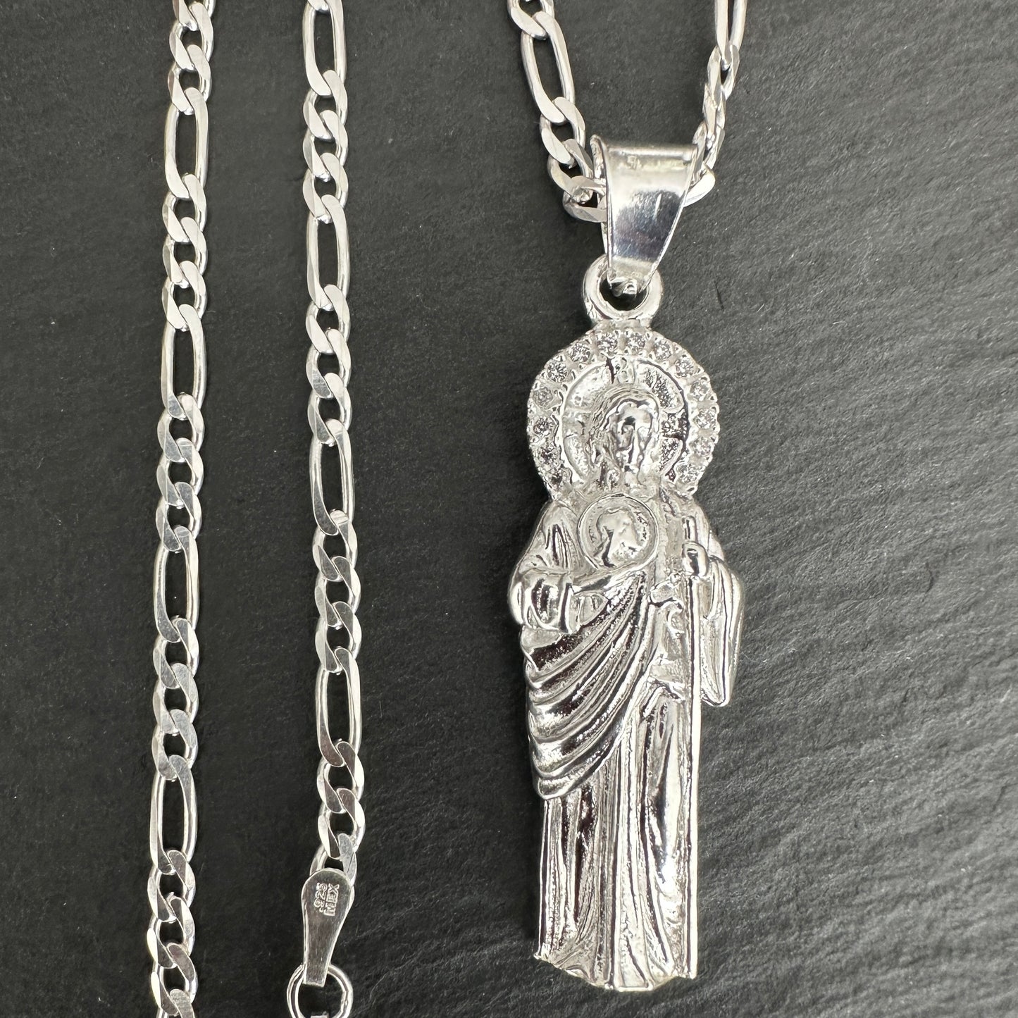COLLAR CON DIJE DE SAN JUDAS TADEO PLATA .925