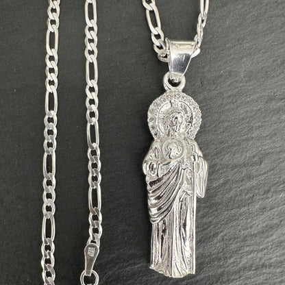 COLLAR CON DIJE DE SAN JUDAS TADEO PLATA .925