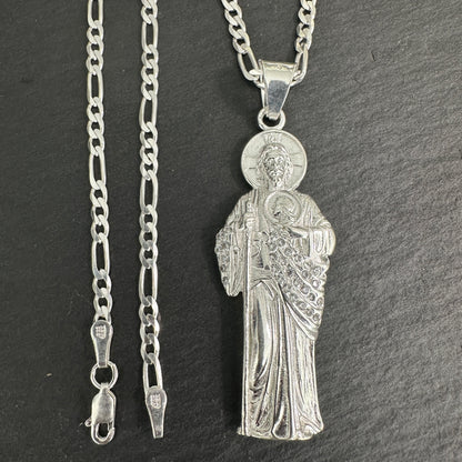 COLLAR CON DIJE DE SAN JUDAS TADEO PLATA.925