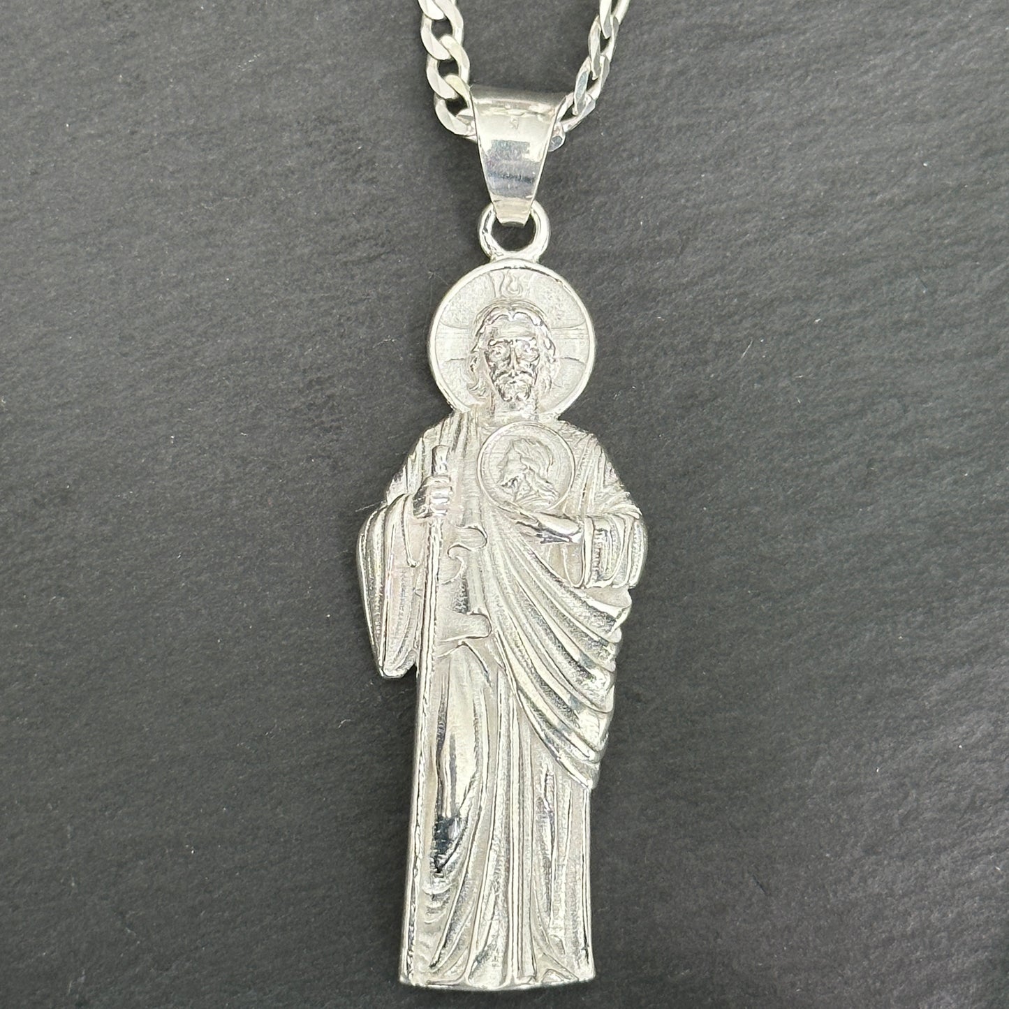 COLLAR CON DIJE DE SAN JUDAS TADEO PLATA.925