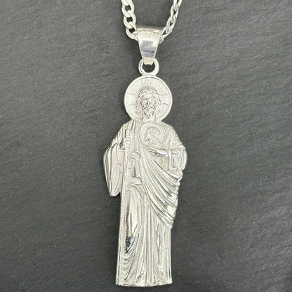 COLLAR CON DIJE DE SAN JUDAS TADEO PLATA.925