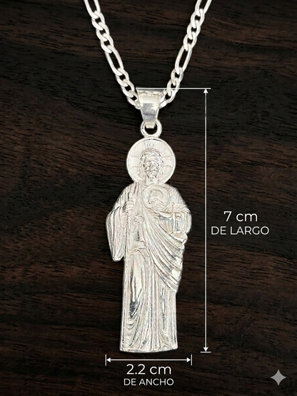 COLLAR CON DIJE DE SAN JUDAS TADEO PLATA.925