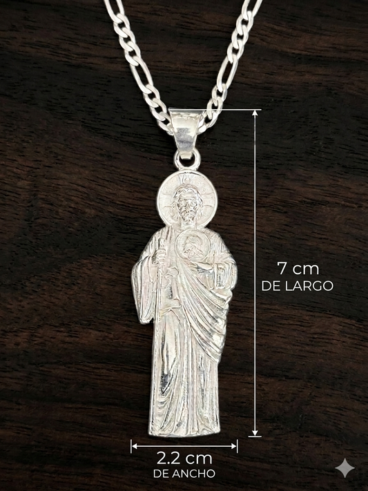COLLAR CON DIJE DE SAN JUDAS TADEO PLATA.925
