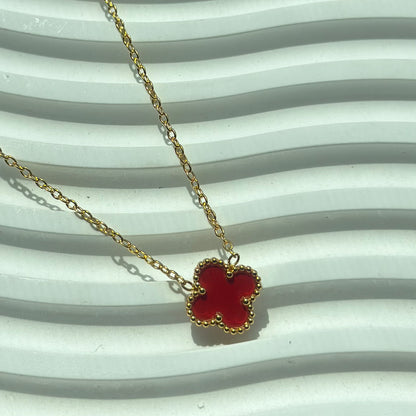 COLLAR TREBOL CUATRO HOJAS DE ACERO INOXIDABLE CON CHAPA DE 18K