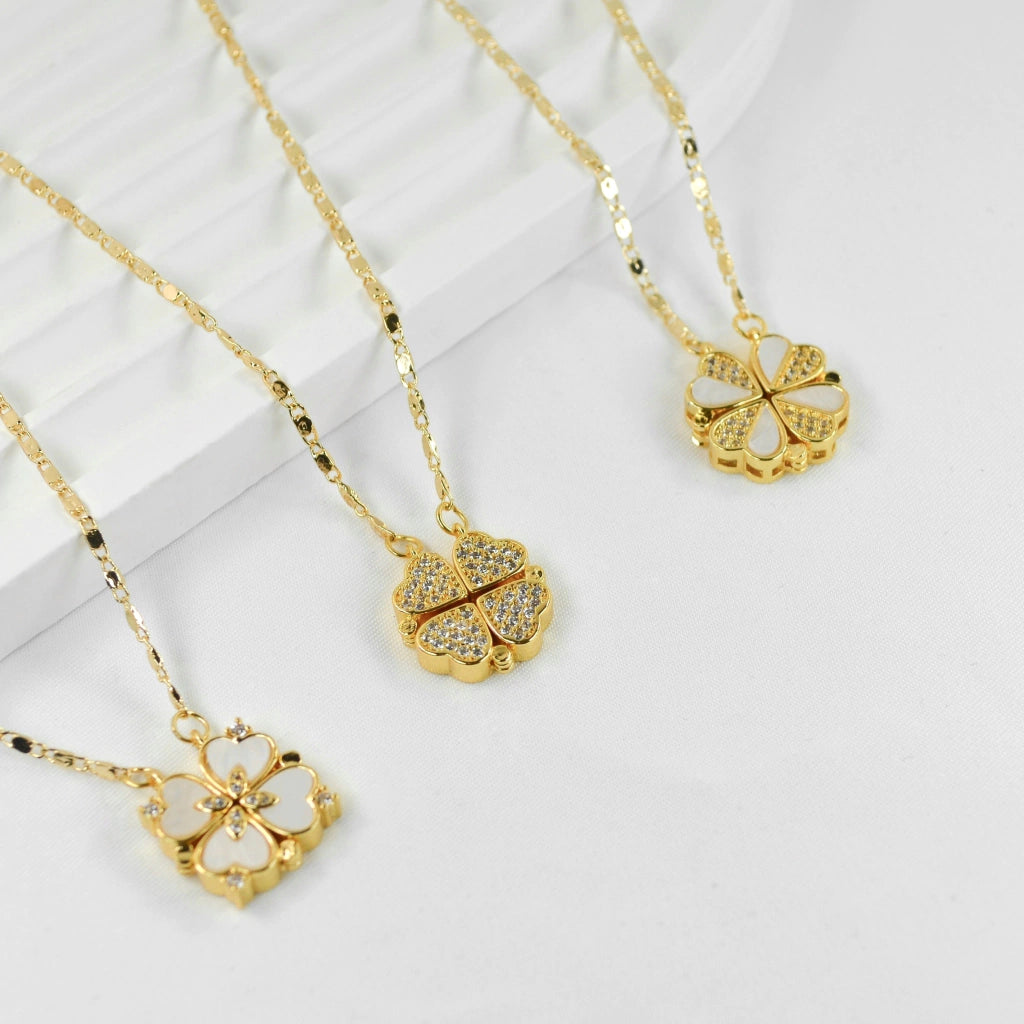 COLLAR TREBOL DE CORAZONES CONVERTIBLE